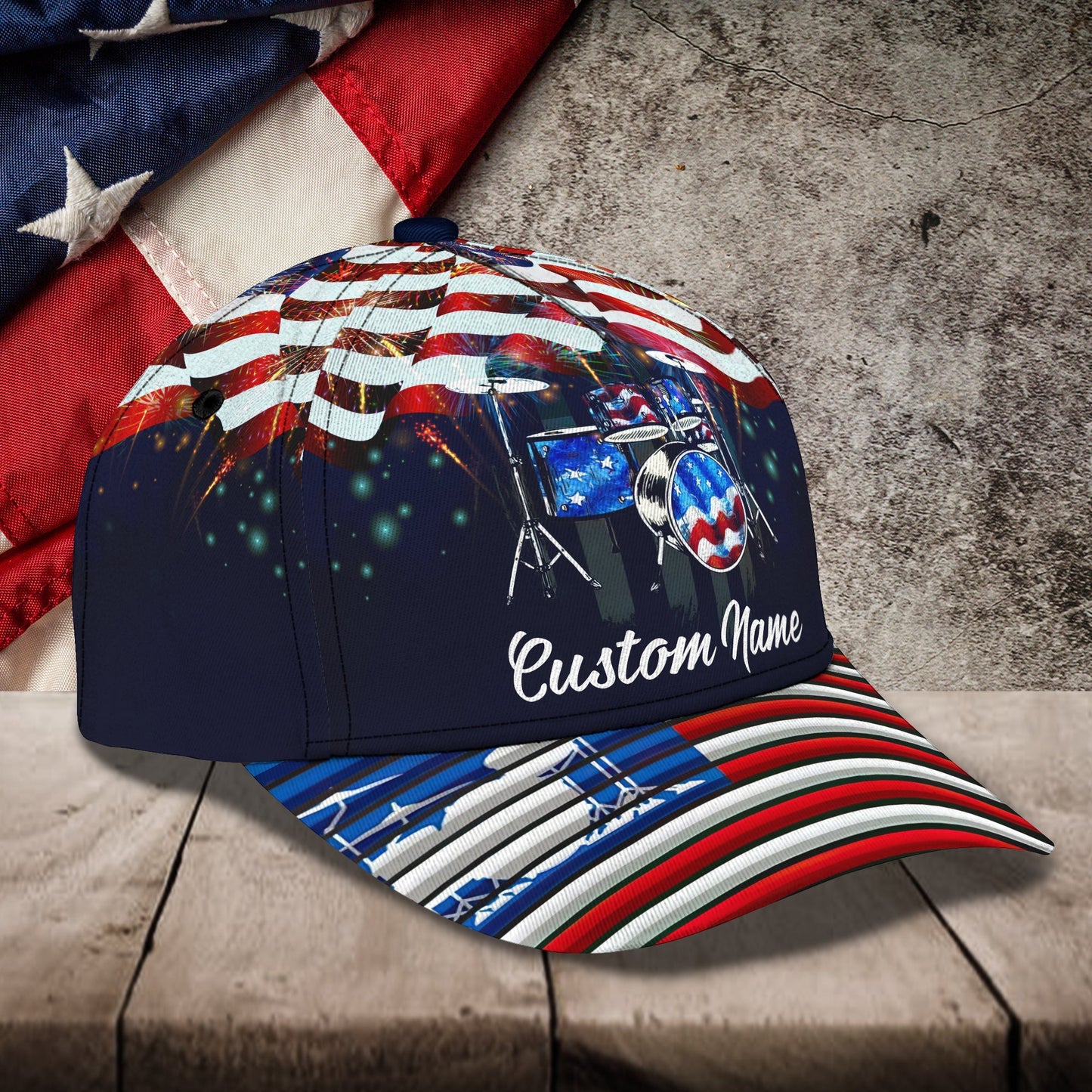 3D Classic Cap Drum Personalized Name Cap 26 Lasfour CA0798