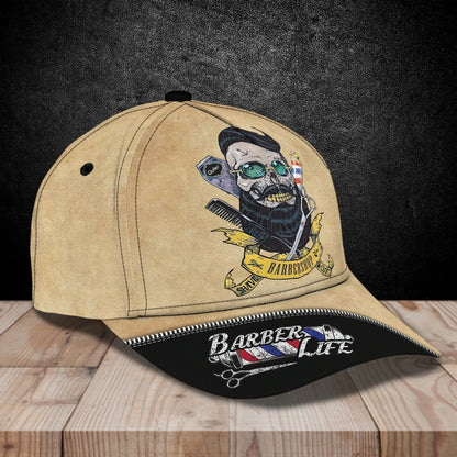 Customized 3D All Over Print Baseball Skull Barber Cap, Barber Skull Cap Hat, Cap For Barber Man CO0416