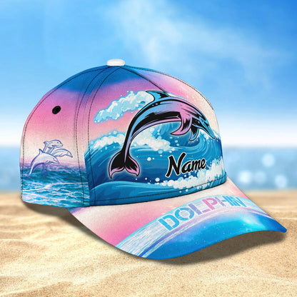 3D Classic Cap Dolphin Dt Personalized Name Cap Lasfour CA1634