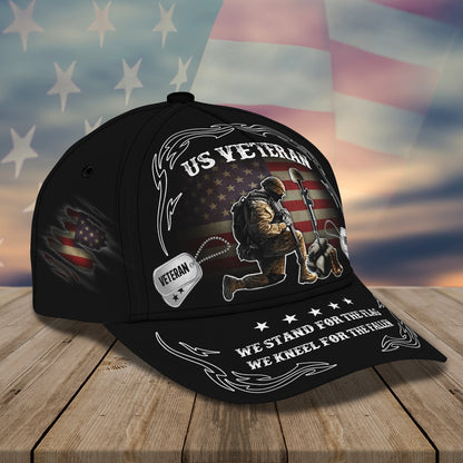 3D Classic Cap Veteran Kneel For The Fallen Personalized Name Cap Lasfour CA1892