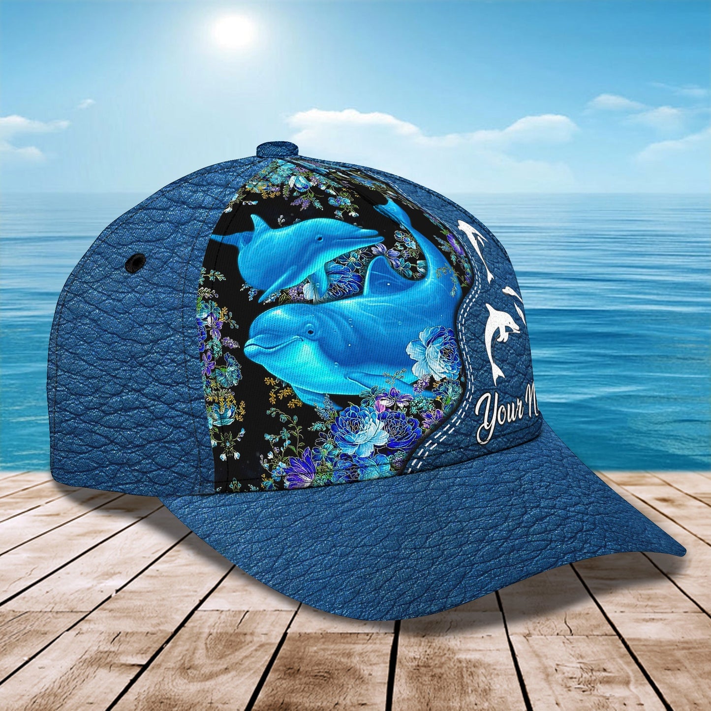 3D Classic Cap Love Dolphins Personalize Name Cap03 Lasfour CA1911