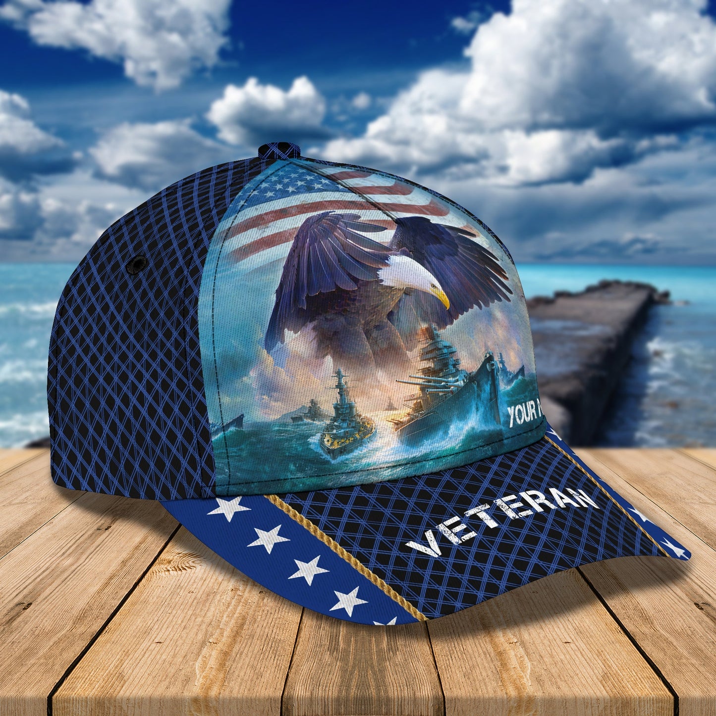 3D Classic Cap Personalized Name Cap 01 Veteran Navy Lasfour CA2447