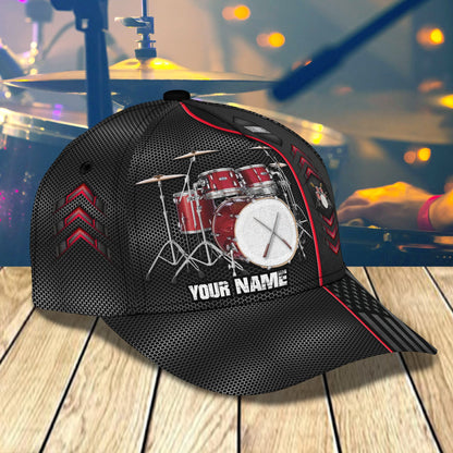 3D Classic Cap Drummer Personalized Name Cap Lasfour CA0818