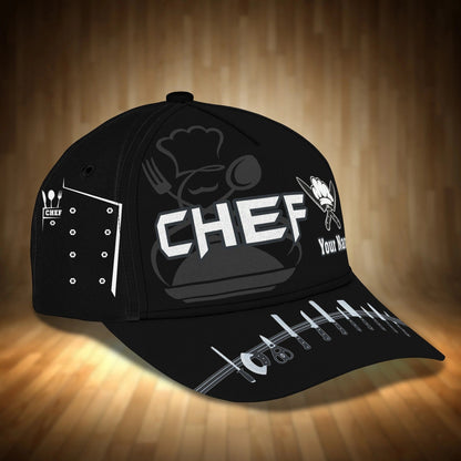 Custom With Name Chef Gear And Uniform Black Baseball Cap For Master Chef, Premium Quality Classic 3D Chef Cap CO0406