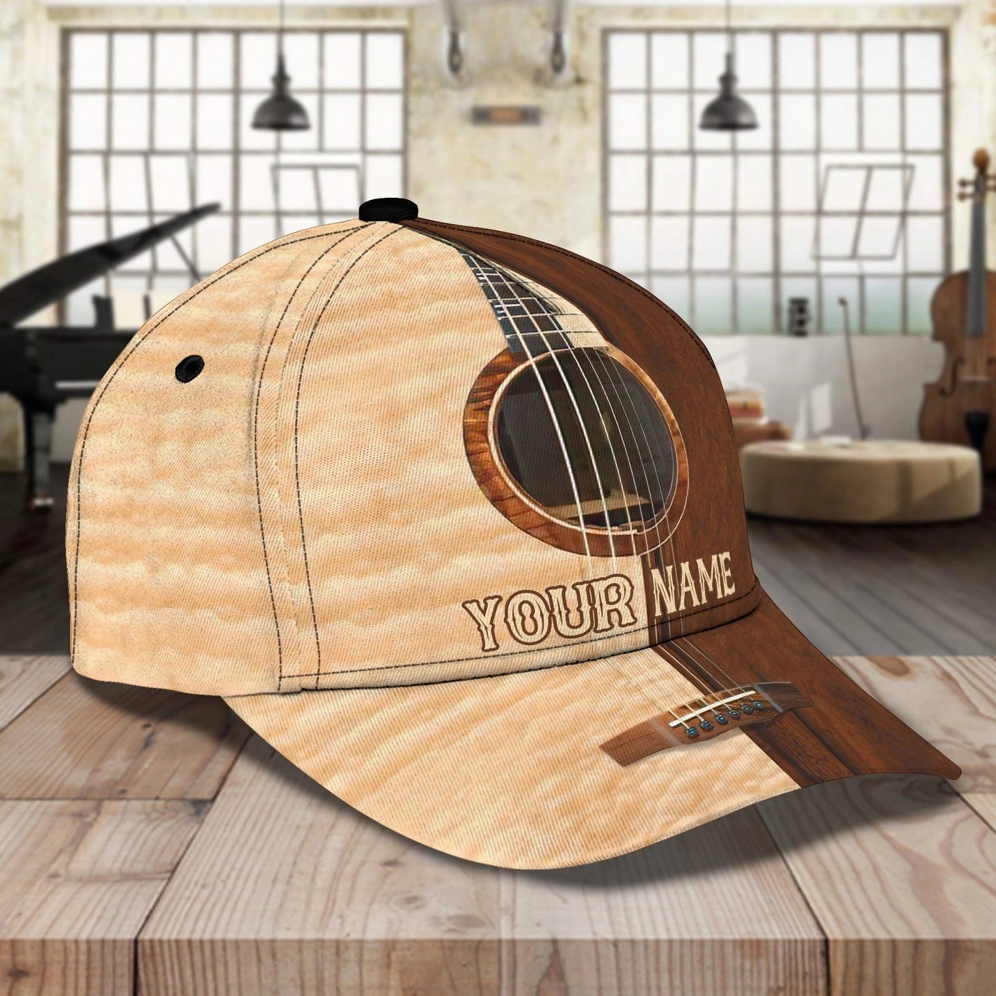 Customized Name Guitar Classic Cap Hat Full Printed For Man And Woman, Guitar Music Creative Baseball 3D Cap CO0429