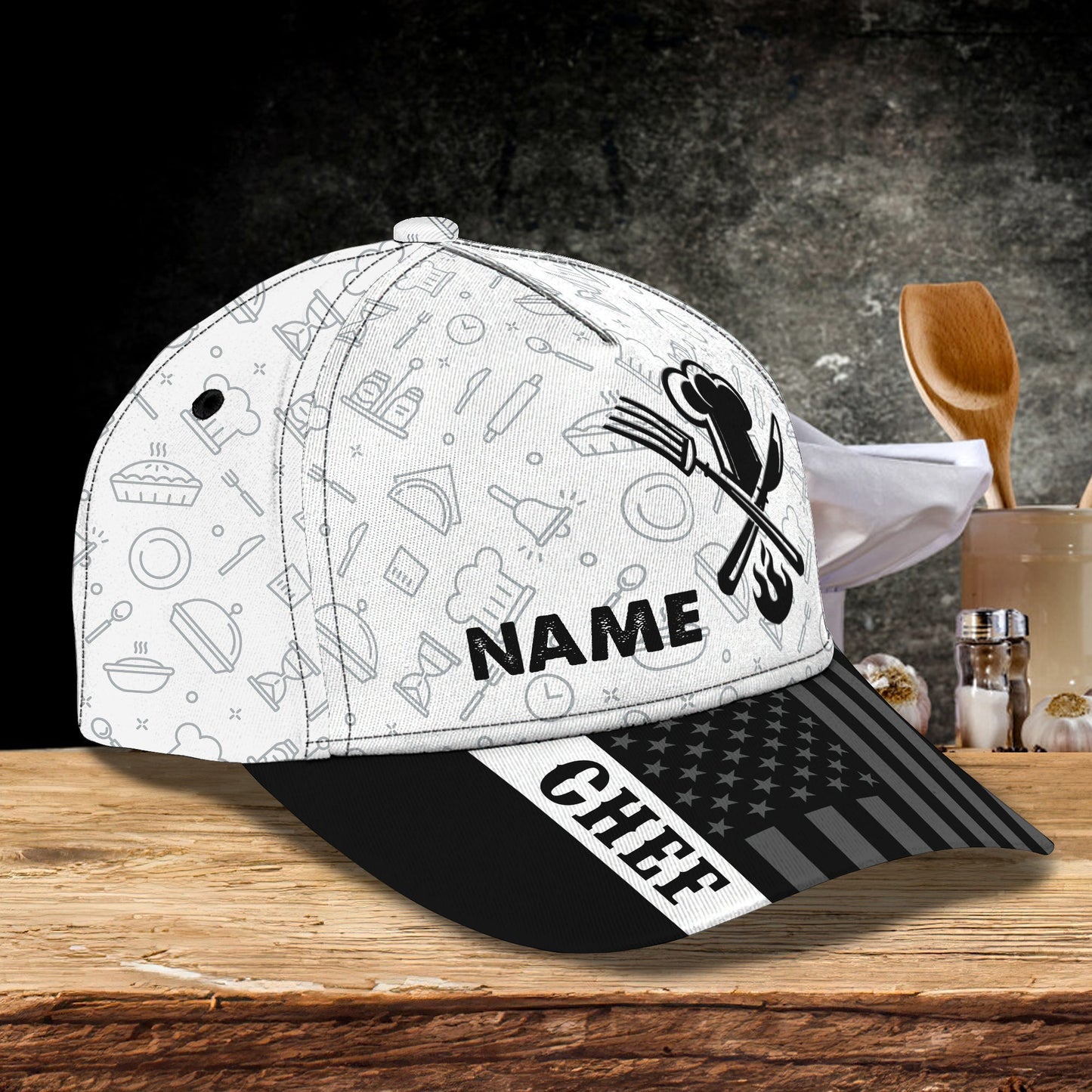 3D Classic Cap Custom Chef Classic Cap Lasfour CA2215