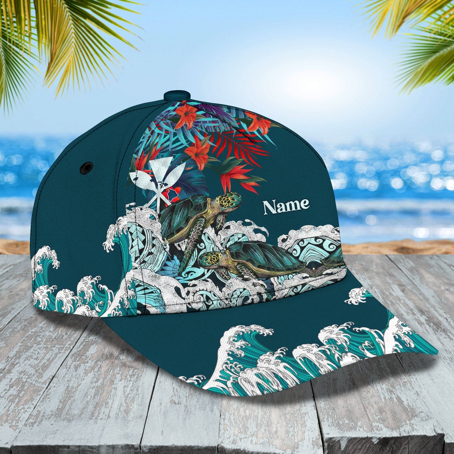 3D Classic Cap Turtle 2 Personalized Name Cap Nama424 Lasfour CA1208