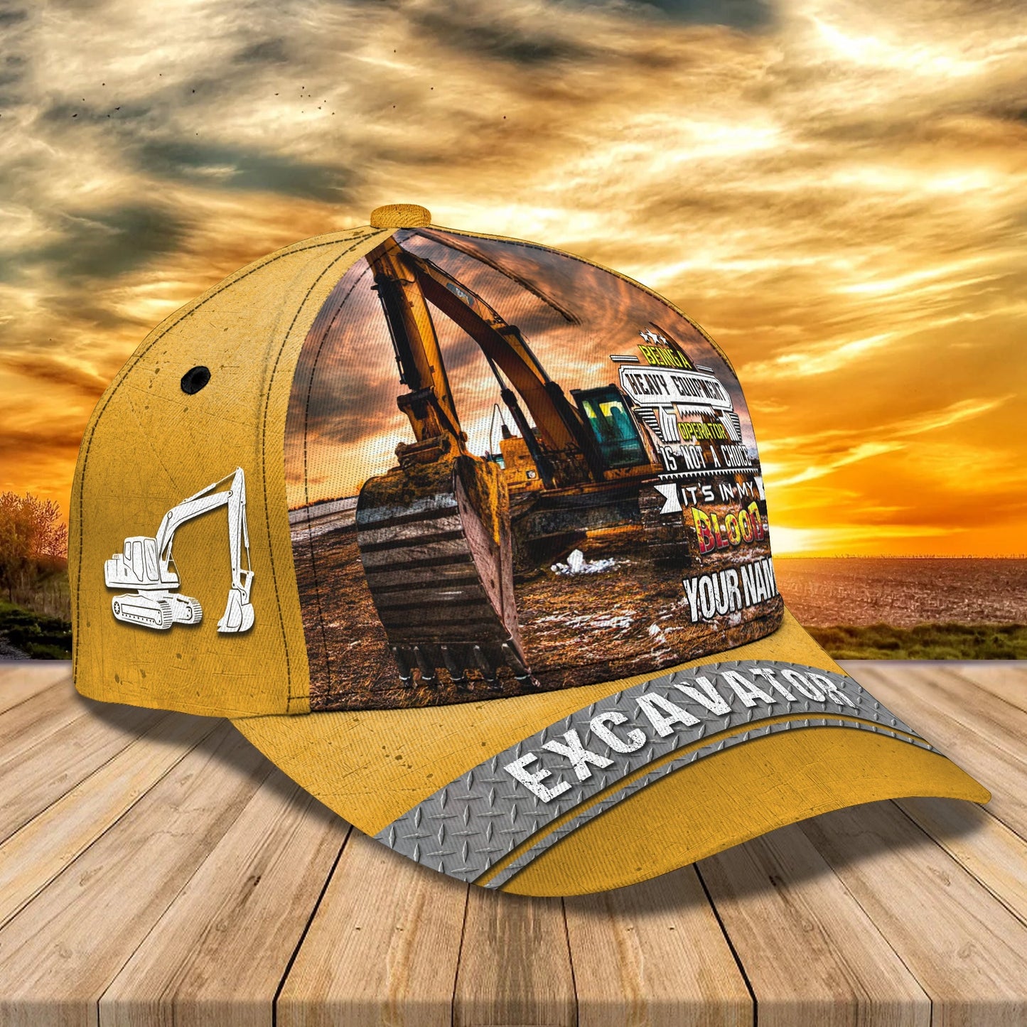 3D Classic Cap Excavator Personalized Name Cap 39 Lasfour CA1172