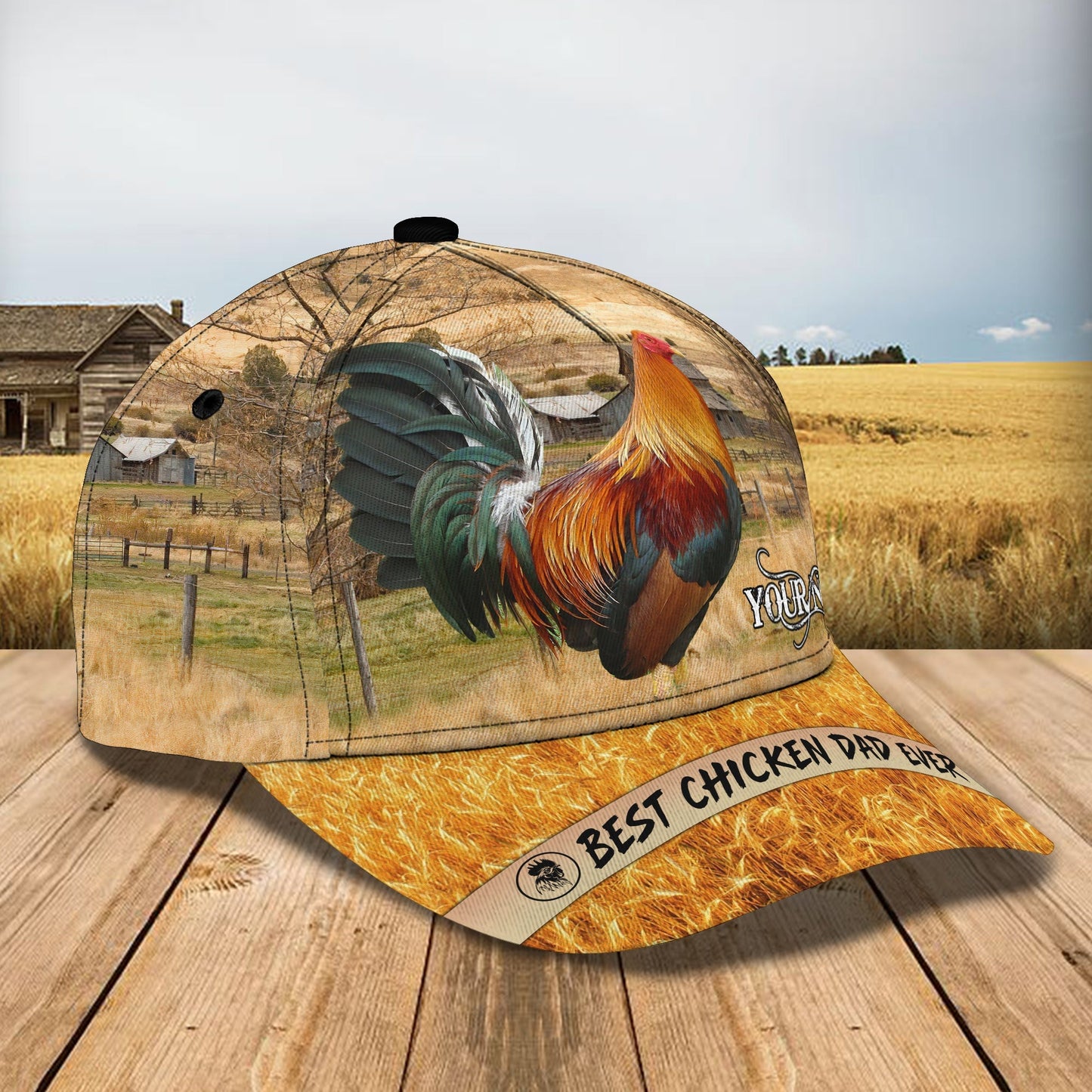 3D Classic Cap Chicken 688 Personalized Name Cap Lasfour CA1353