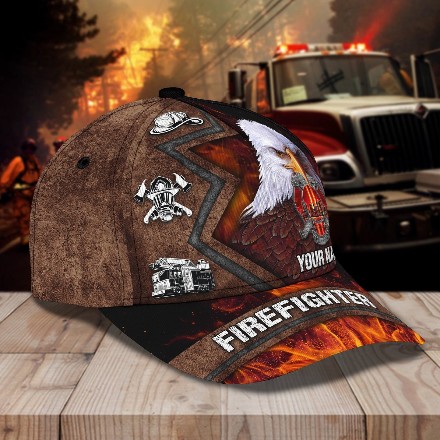 3D Classic Cap Fire Fighter 03 Personalized Name Cap Lasfour CA2244