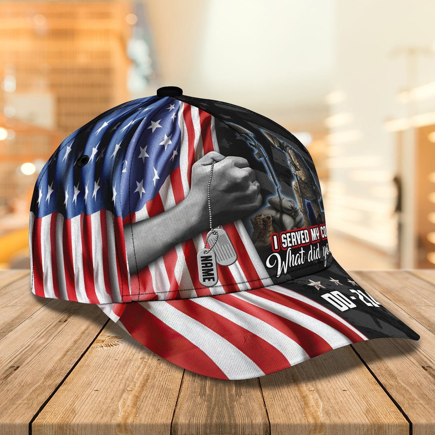 3D Classic Cap Veteran 03 Personalized Name Cap 217 Lasfour CA1236