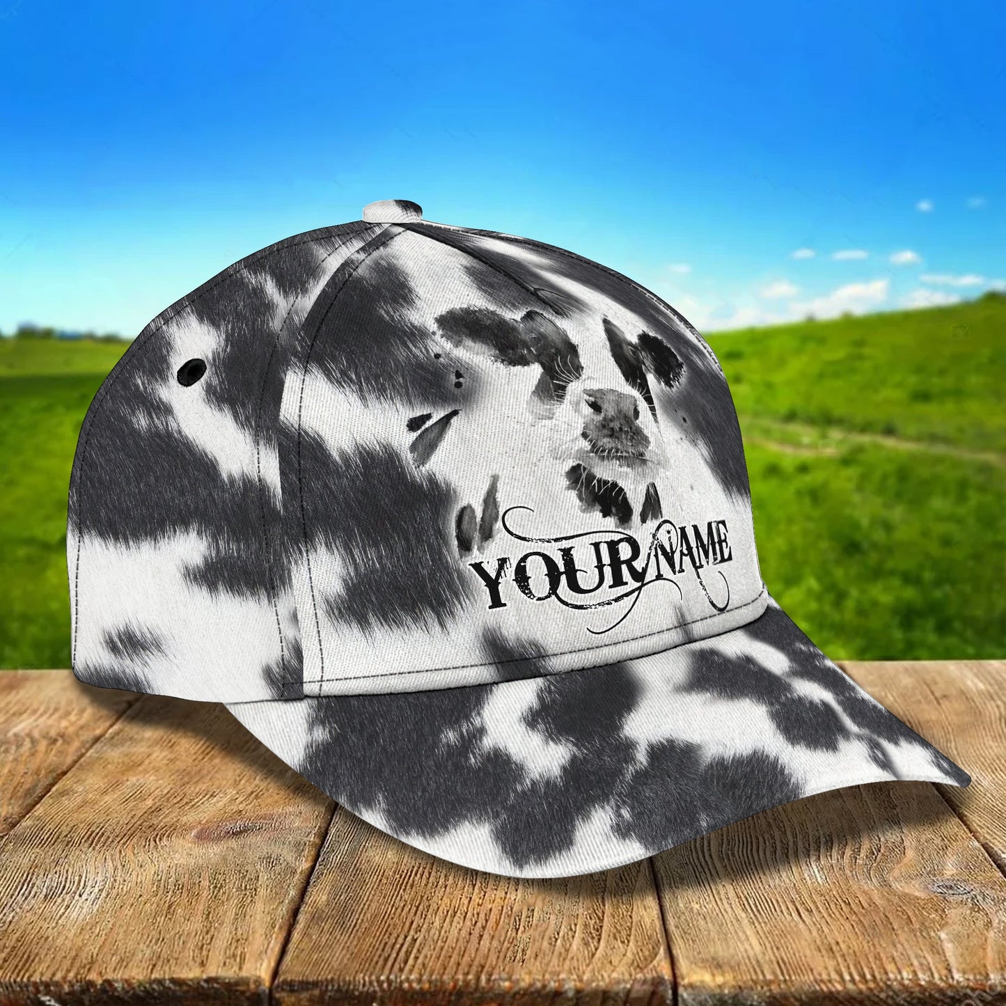 3D Classic Cap Cow Personalized Name Cap Lasfour CA1649