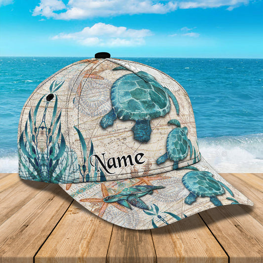 3D Classic Cap Sea Turtle 3 Personalized Name Cap Namacap078 Lasfour CA1401