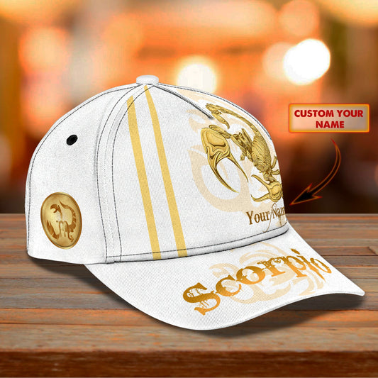 3D Classic Cap Scorpio White Personalized Name Cap Lasfour CA2488