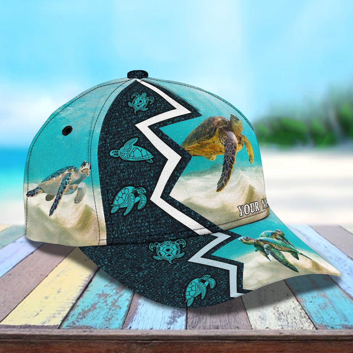 3D Classic Cap Turtle 01 Personalized Name Cap Lasfour CA1331