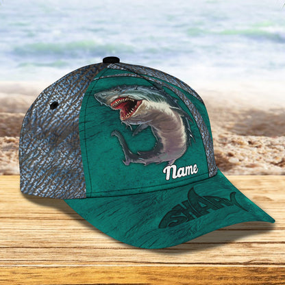 3D Classic Cap Shark 3 Personalized Name Cap Lasfour CA1371