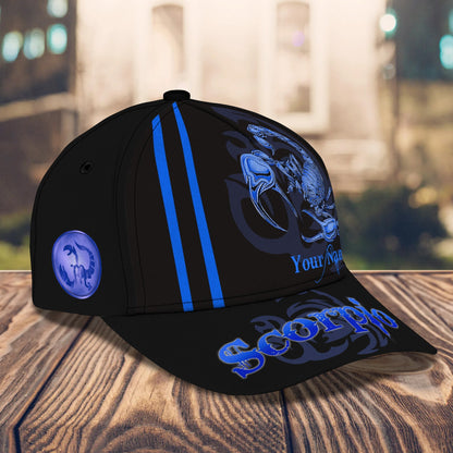 3D Classic Cap Scorpio Blue Personalized Name Cap 179 Lasfour CA2471