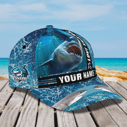 3D Classic Cap Shark 04 Personalized Name Cap Lasfour CA1262