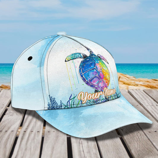 3D Classic Cap Sea Turtle 2 Personalized Name Cap Namacap075 Lasfour CA1399