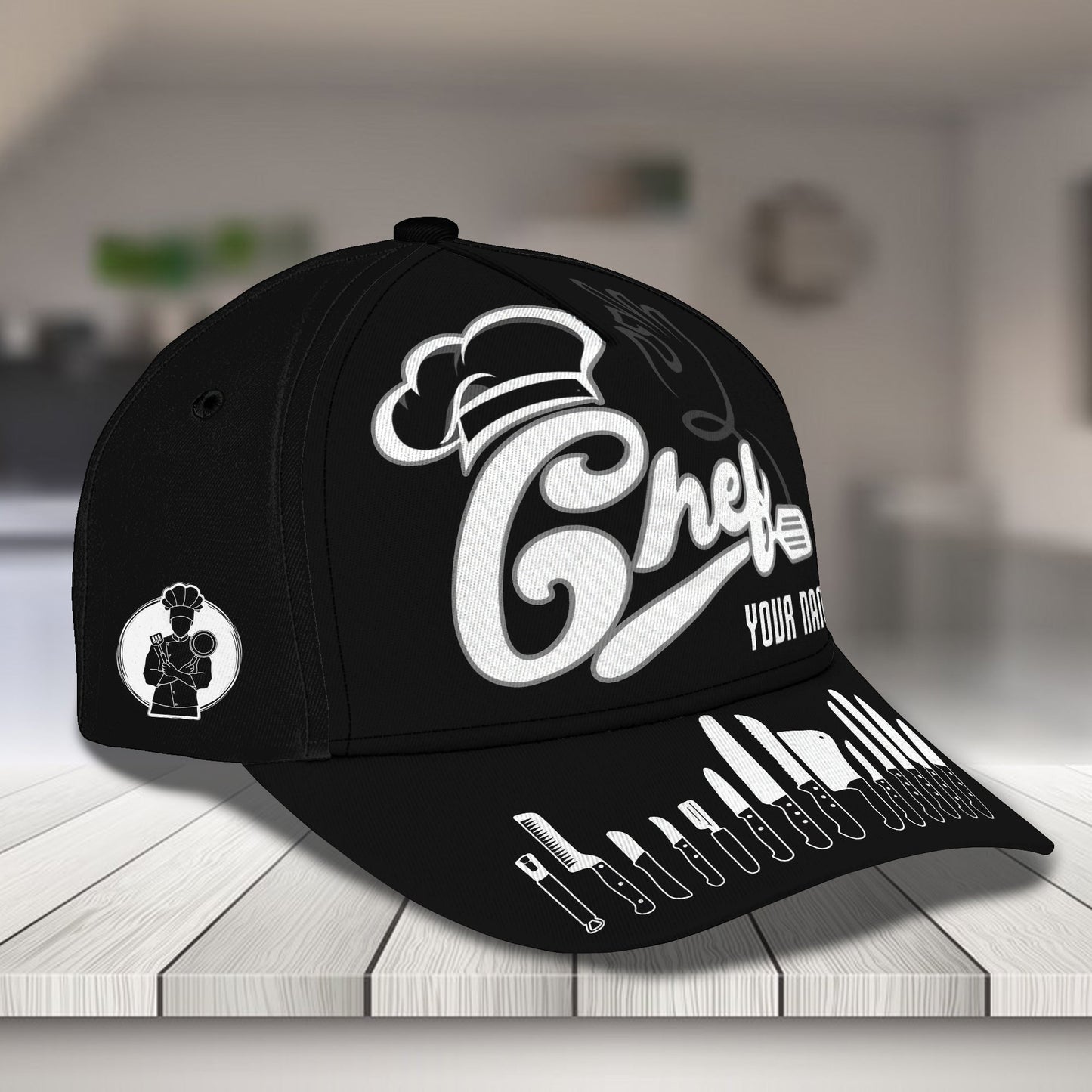 3D Classic Cap Chef Personalized Name Cap 16 Lasfour CA1782