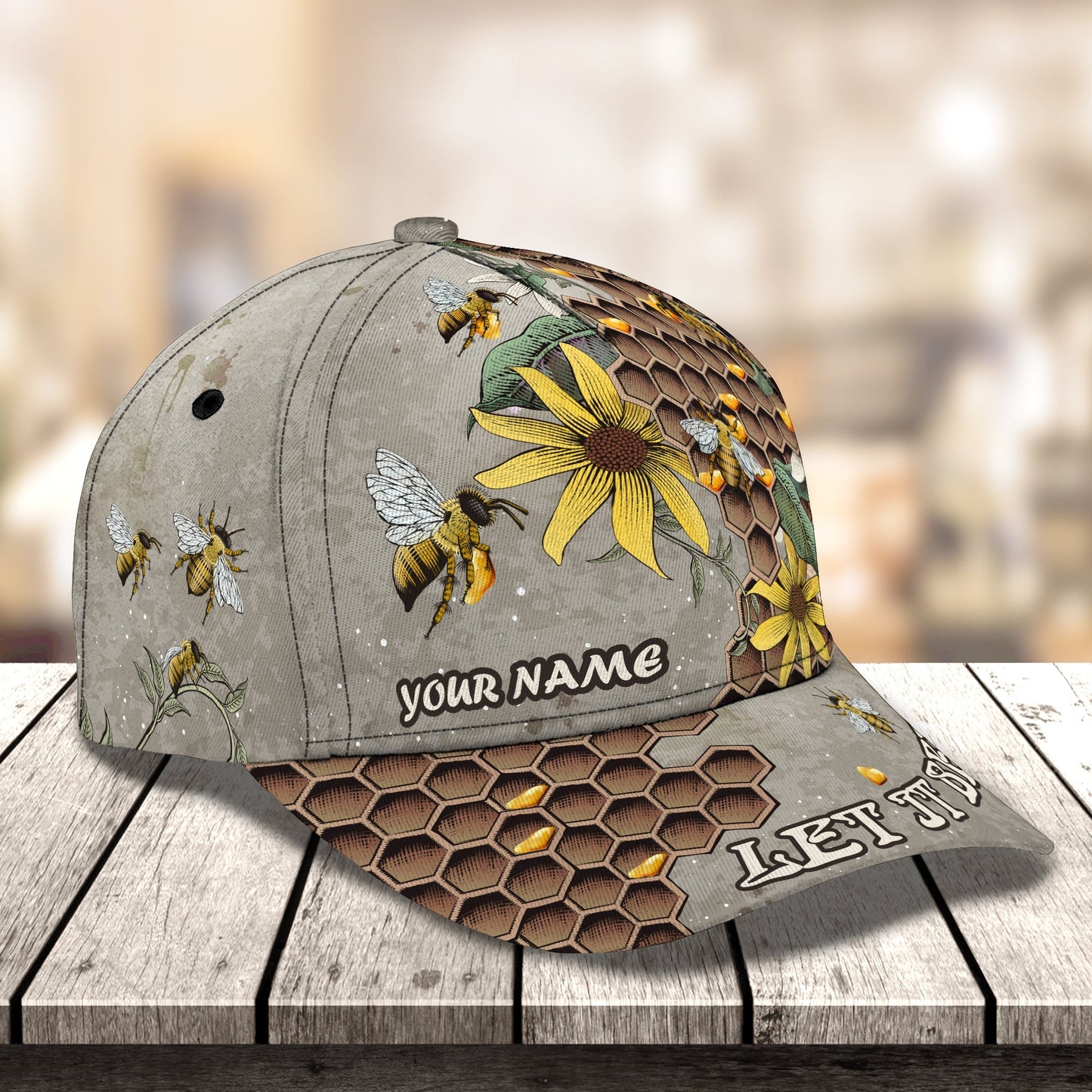 3D Classic Cap Bee 02 (New) Personalized Name Cap Lasfour CA2291