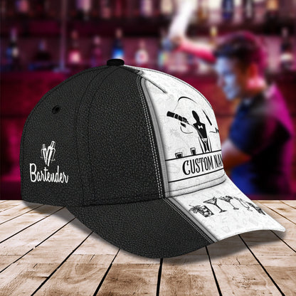 3D Classic Cap Bartender Personalized Name Cap Lasfour CA1966