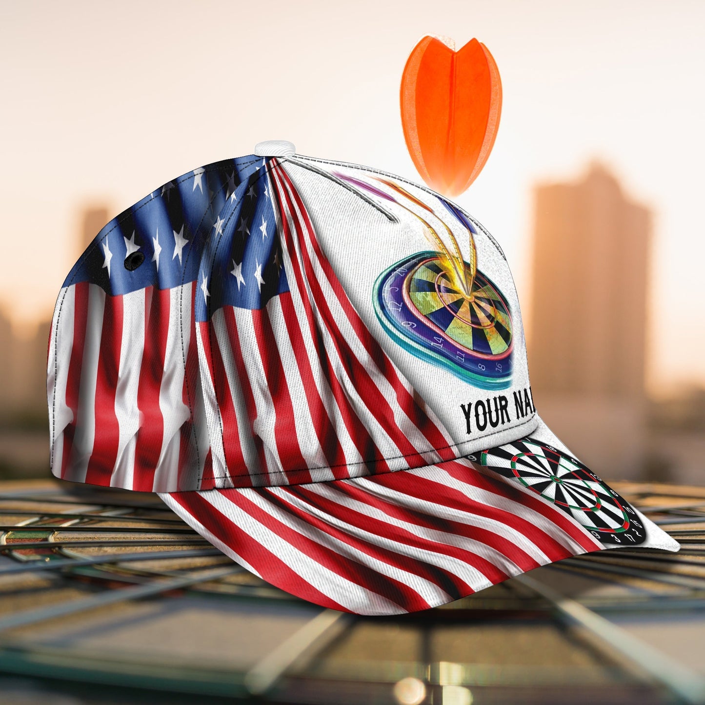 Personalized American Flag Full Print Dart Cap Hat For Men And Woman, Flag Dartboard Classic Cap, Gift for Dart Lover CO0088