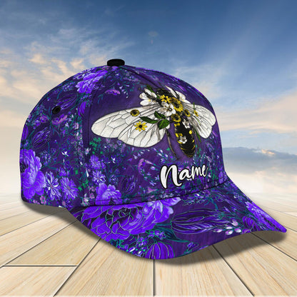 3D Classic Cap Bee Purple Personalized Name Cap Namacap084 Lasfour CA1462