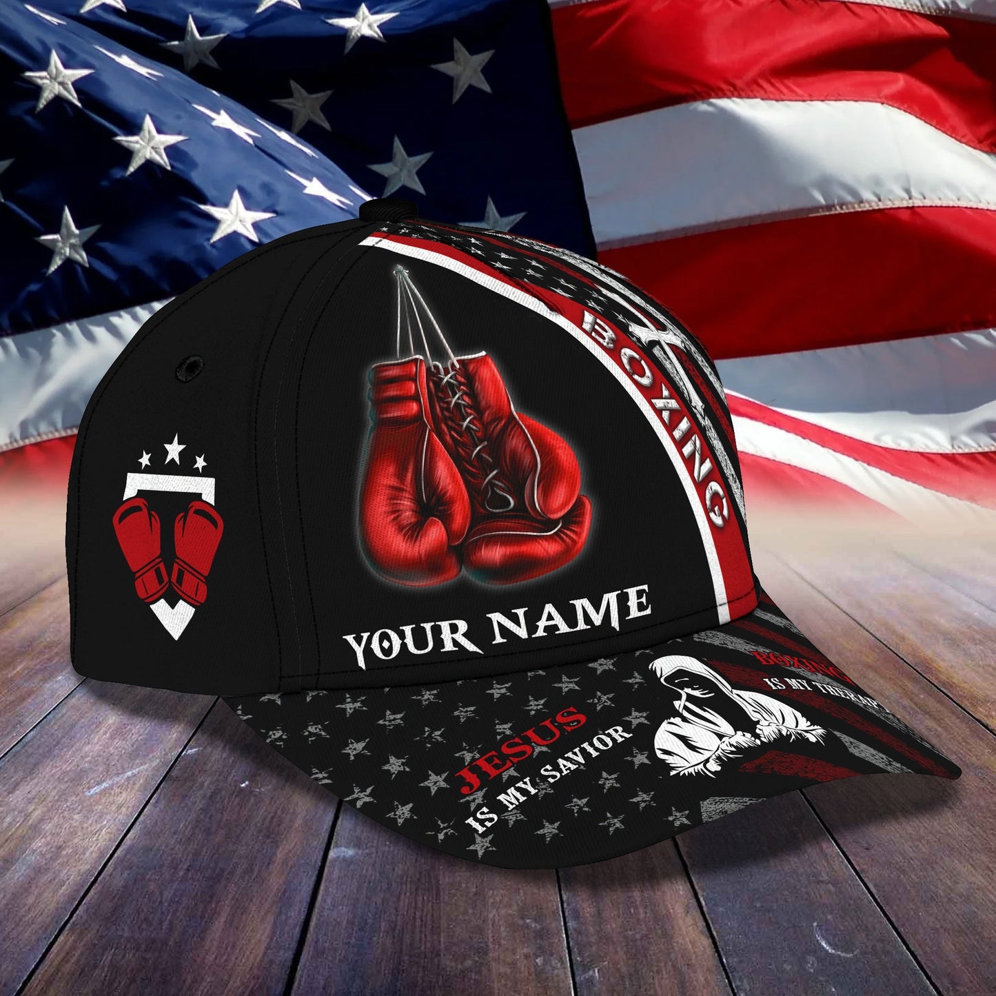 3D Classic Cap Boxing Is My Therapy Personalized Name Cap 199 Lasfour CA1272