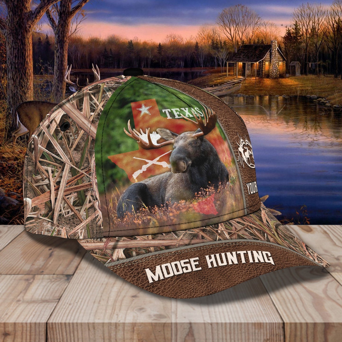 3D Classic Cap Moose Hunting Personalized Name Cap Lasfour CA0869