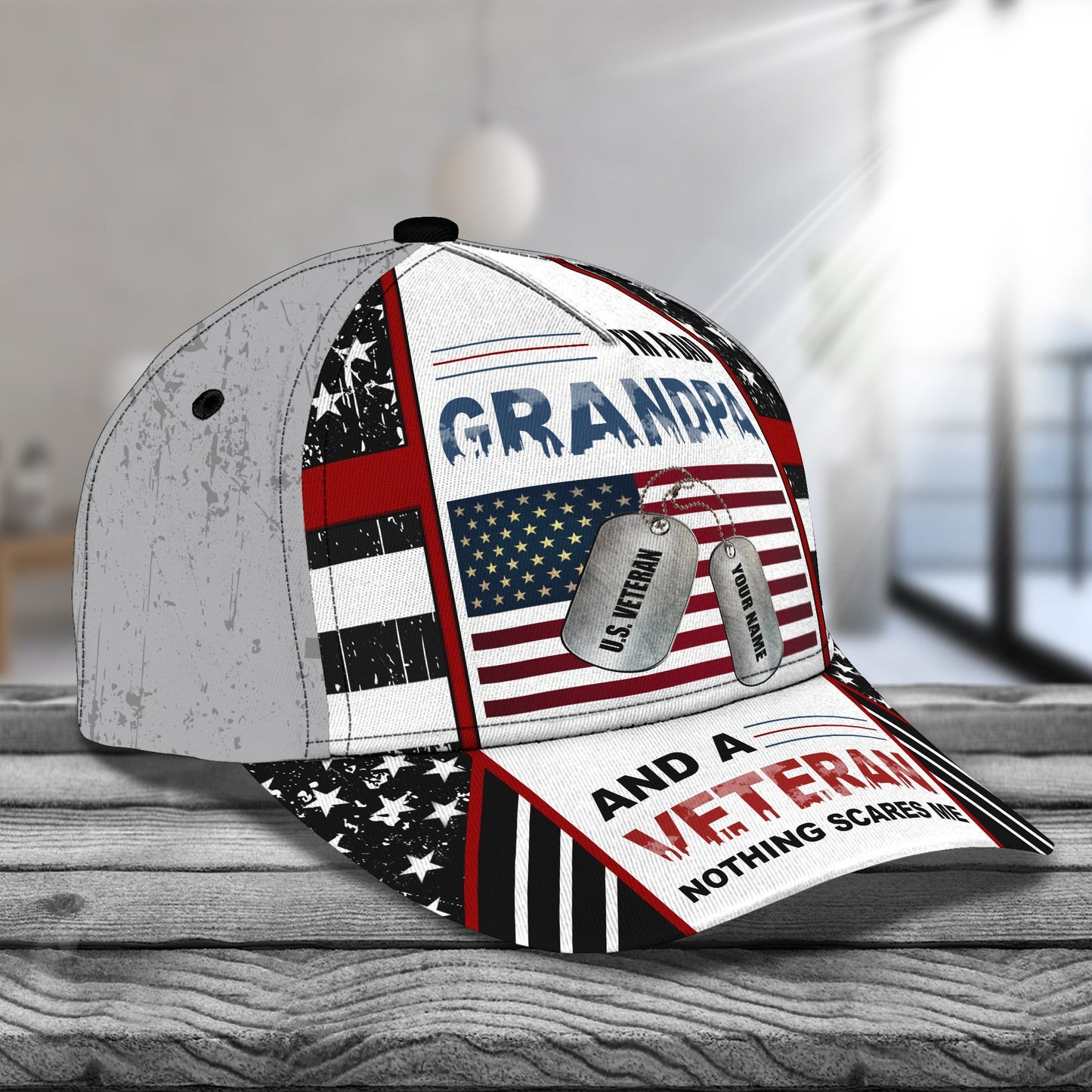 3D Classic Cap I'M A Dad Grandpa And A Veteran Personalized Name Cap Lasfour CA1810