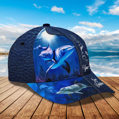 3D Classic Cap Love Dolphin Personalize Name Cap 01 Lasfour CA1876