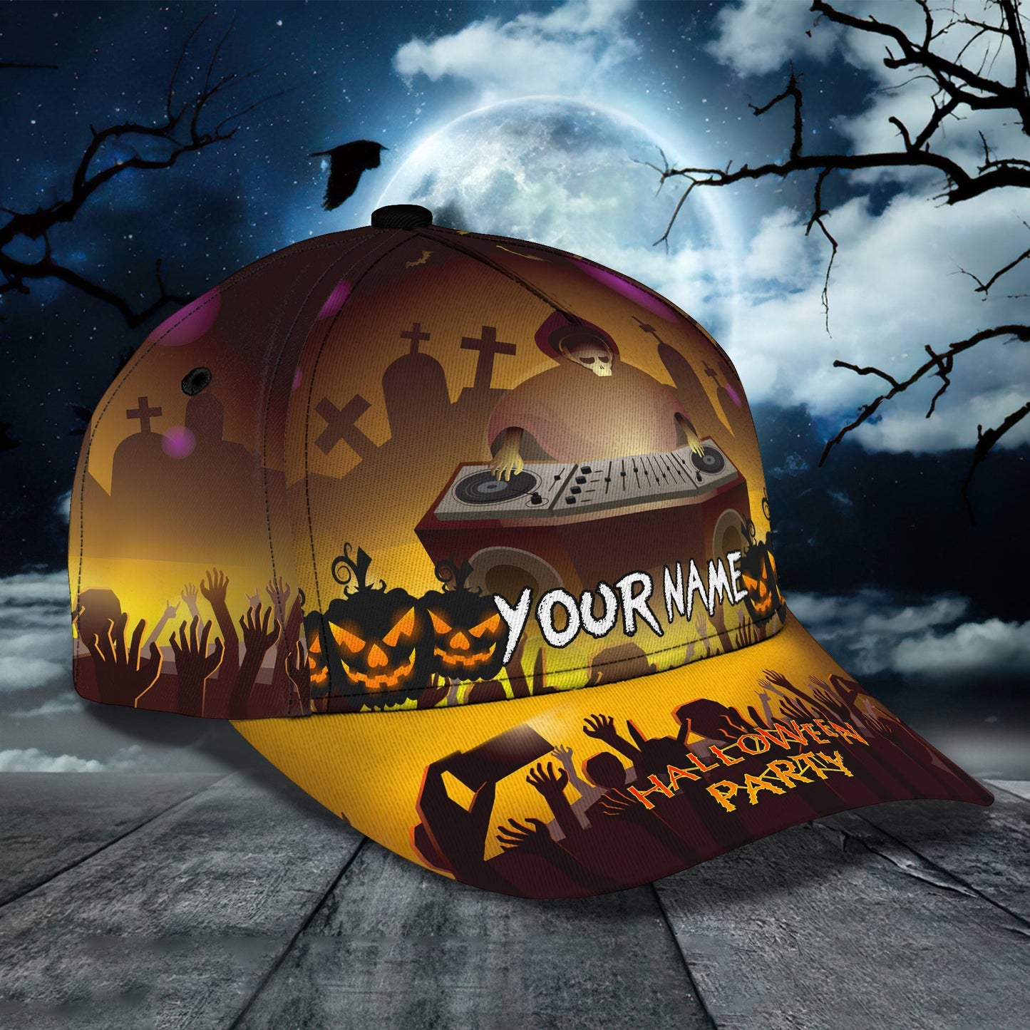 3D Classic Cap Dj Halloween Personalized Name Cap Lasfour CA1658