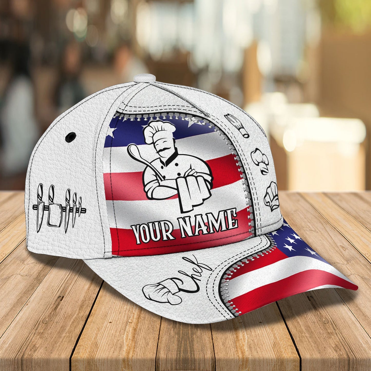 3D Classic Cap Personalized Name Cap Chef 04 Lasfour CA2211