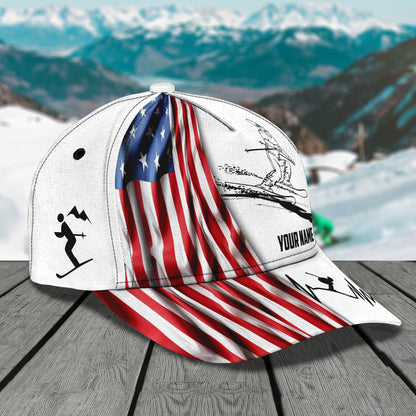 3D Classic Cap Skiing Personalized Name Cap Lasfour CA2026