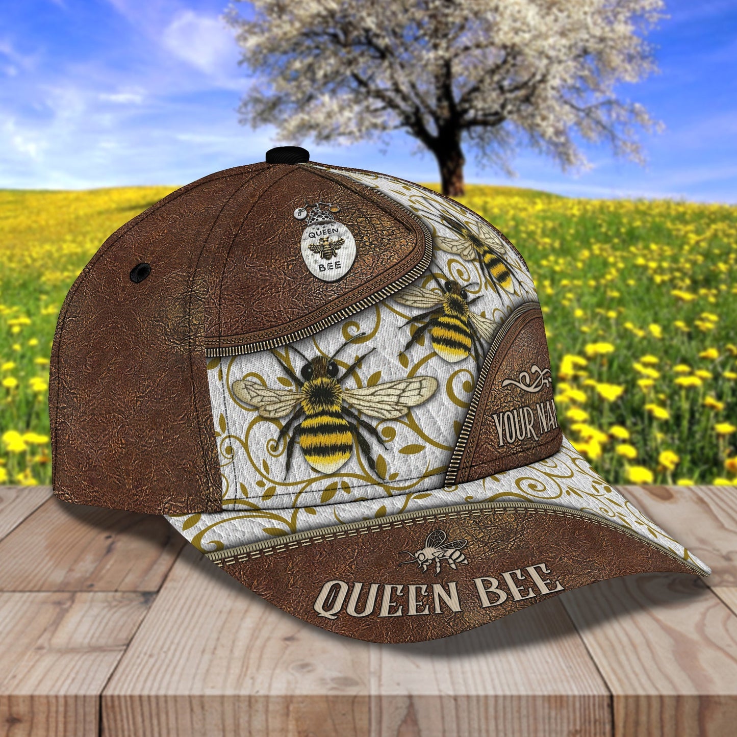 3D Classic Cap Bee 03 Personalized Name Cap Lasfour CA1421