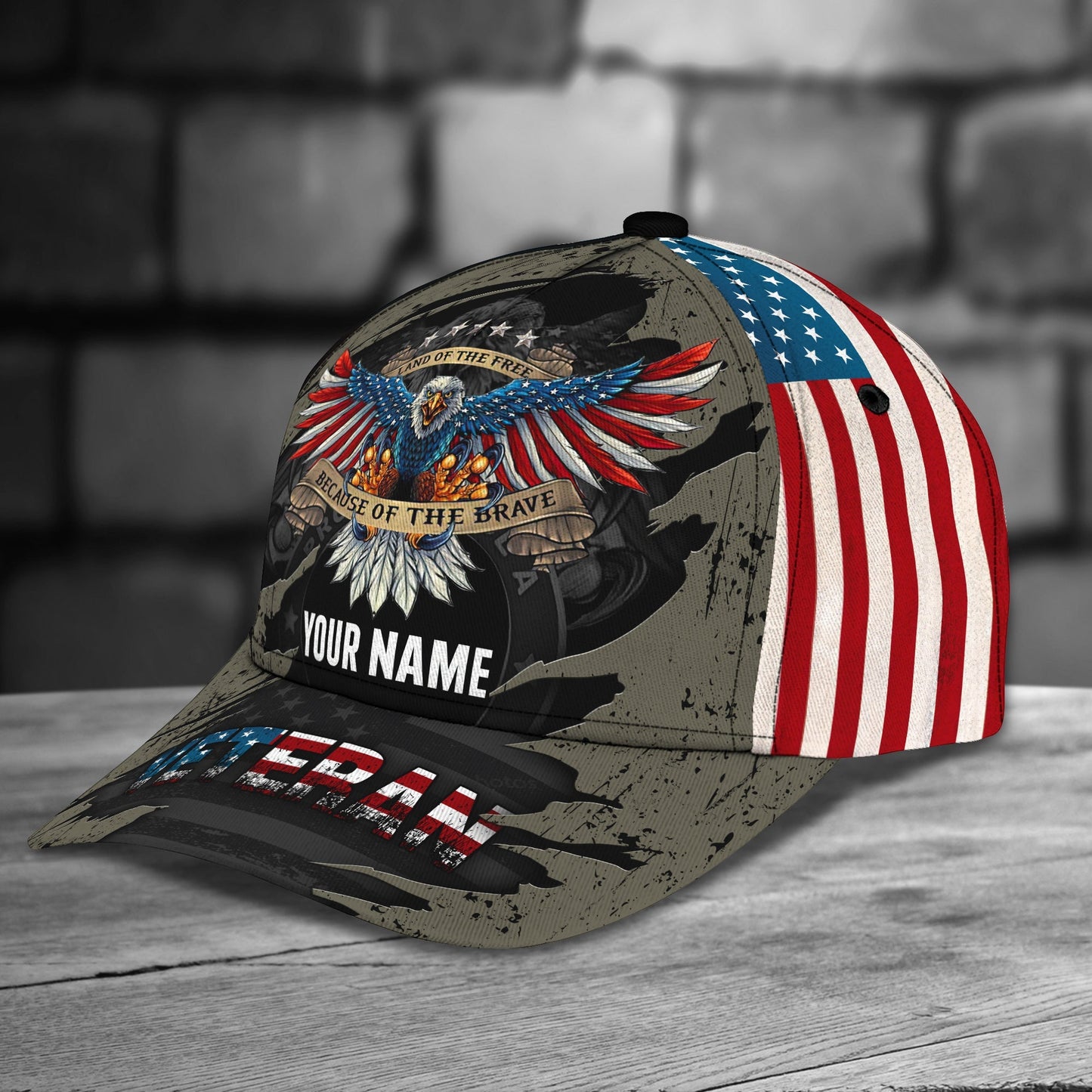 3D Classic Cap Veteran Personalized Name Cap 08 Lasfour CA1756