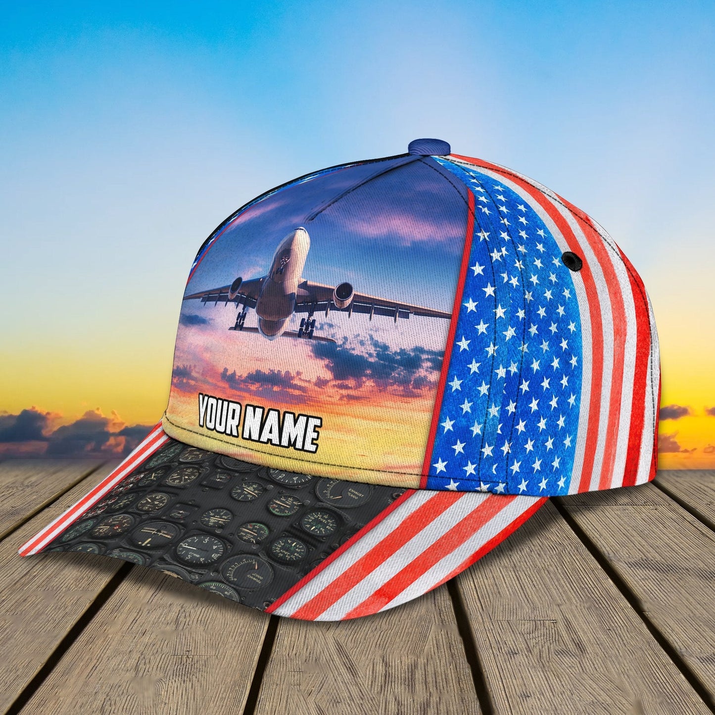 3D Classic Cap Pilot 02 Personalized Name Cap Lasfour CA1900