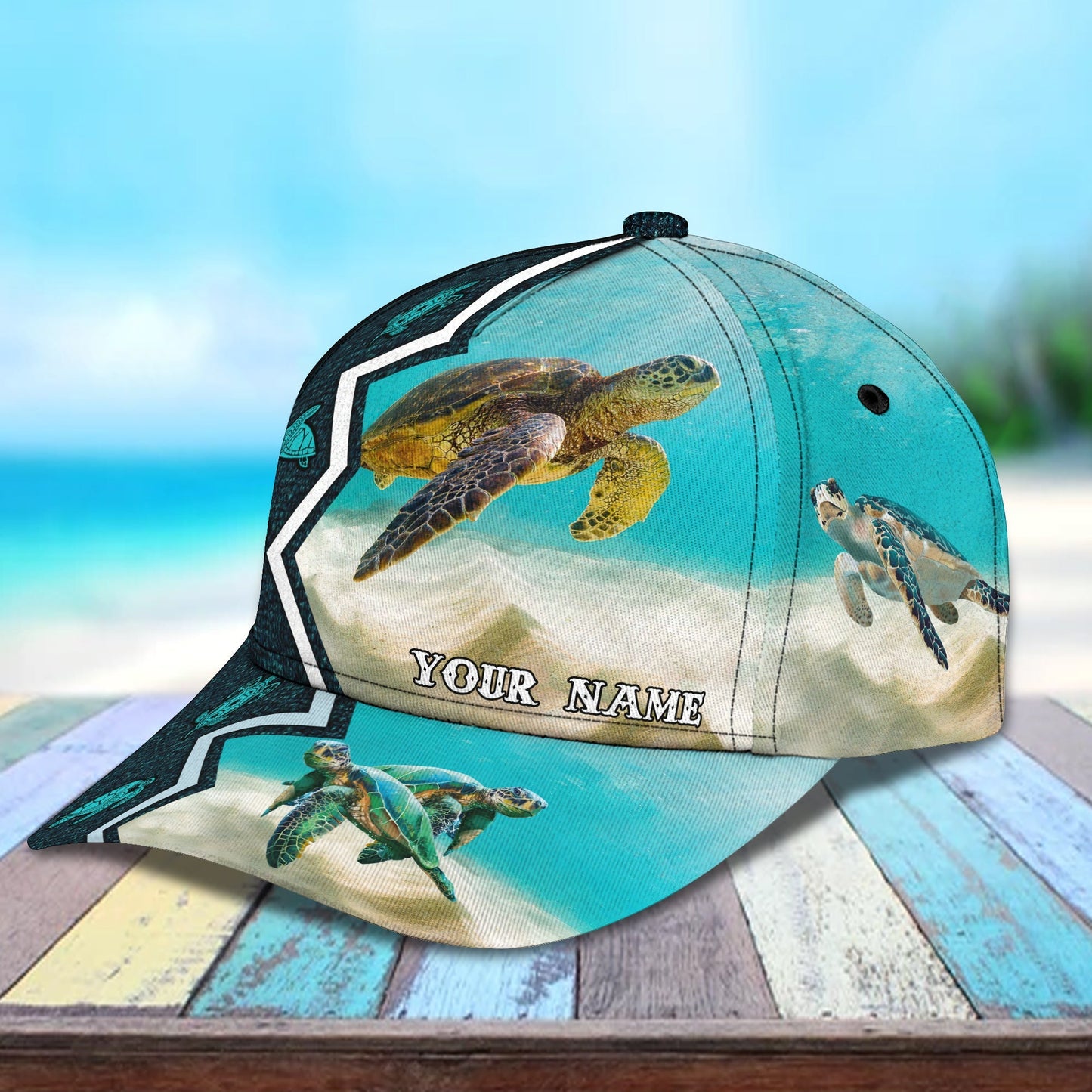 3D Classic Cap Turtle 01 Personalized Name Cap Lasfour CA1331