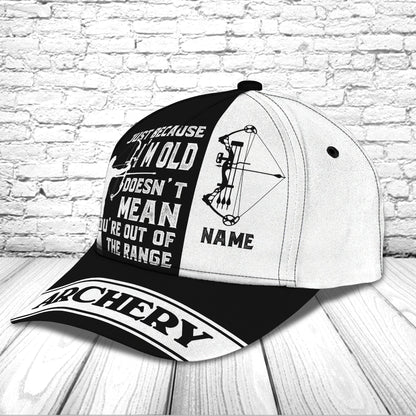 Personalized Name Archery Cap Hat, Black and White Archery Cap, Gift for Archer Cap CO0201