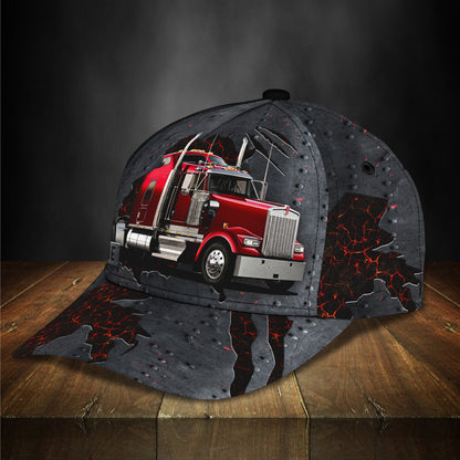 3D Classic Cap Red Truck Personalized Name Cap Lasfour CA1035