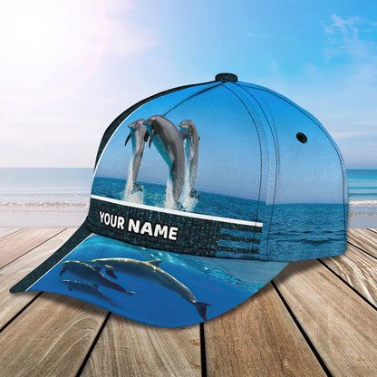 3D Classic Cap Personalized Name Cap 01 Dolphin Lasfour CA1252