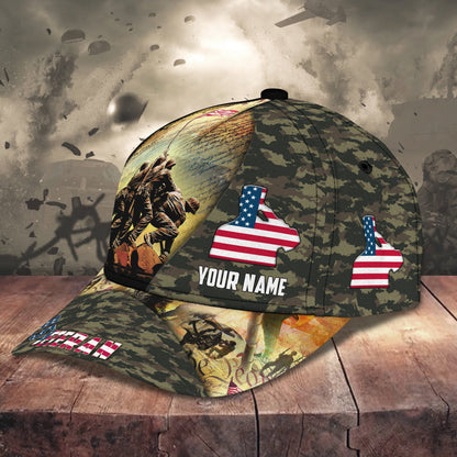 3D Classic Cap U.S Veteran 9 Personalized Name Cap Lasfour CA1384