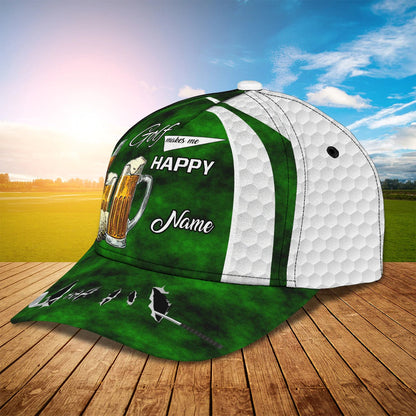 Custom Name Green Cap Golf Woman, Classic 3D Cap Hat For Golfer, Green Golf Cap Hat CO0366