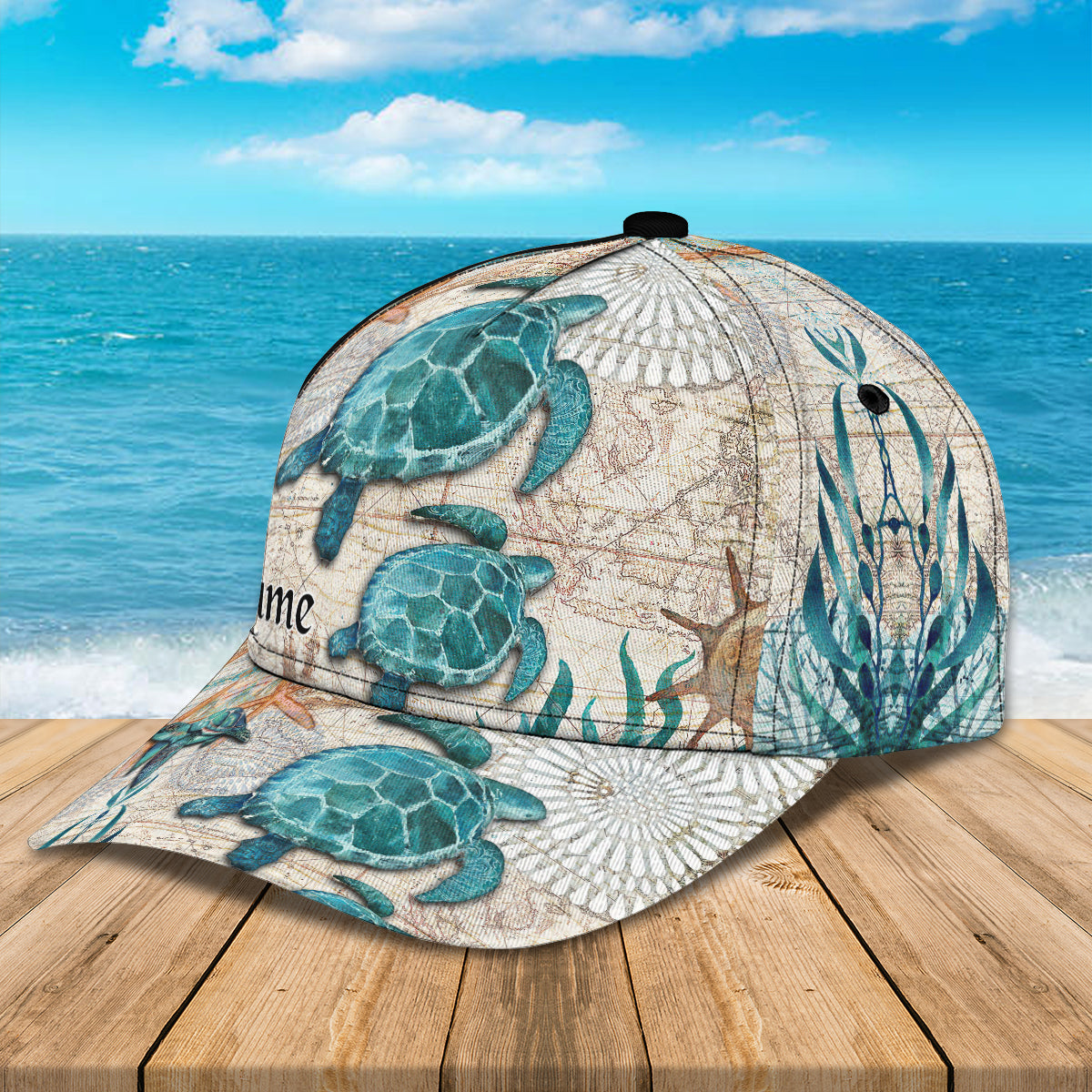 3D Classic Cap Sea Turtle 3 Personalized Name Cap Namacap078 Lasfour CA1401