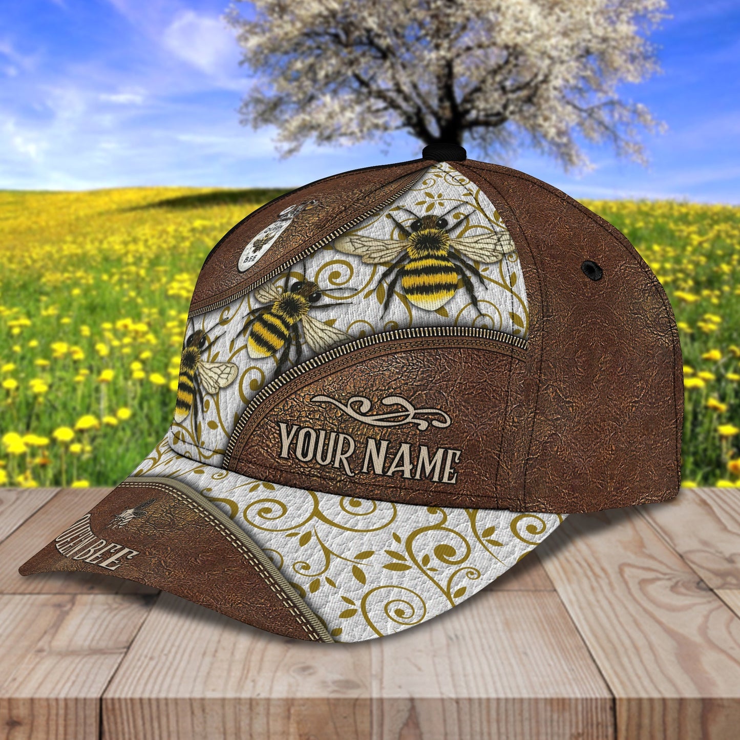 3D Classic Cap Bee 03 Personalized Name Cap Lasfour CA1421