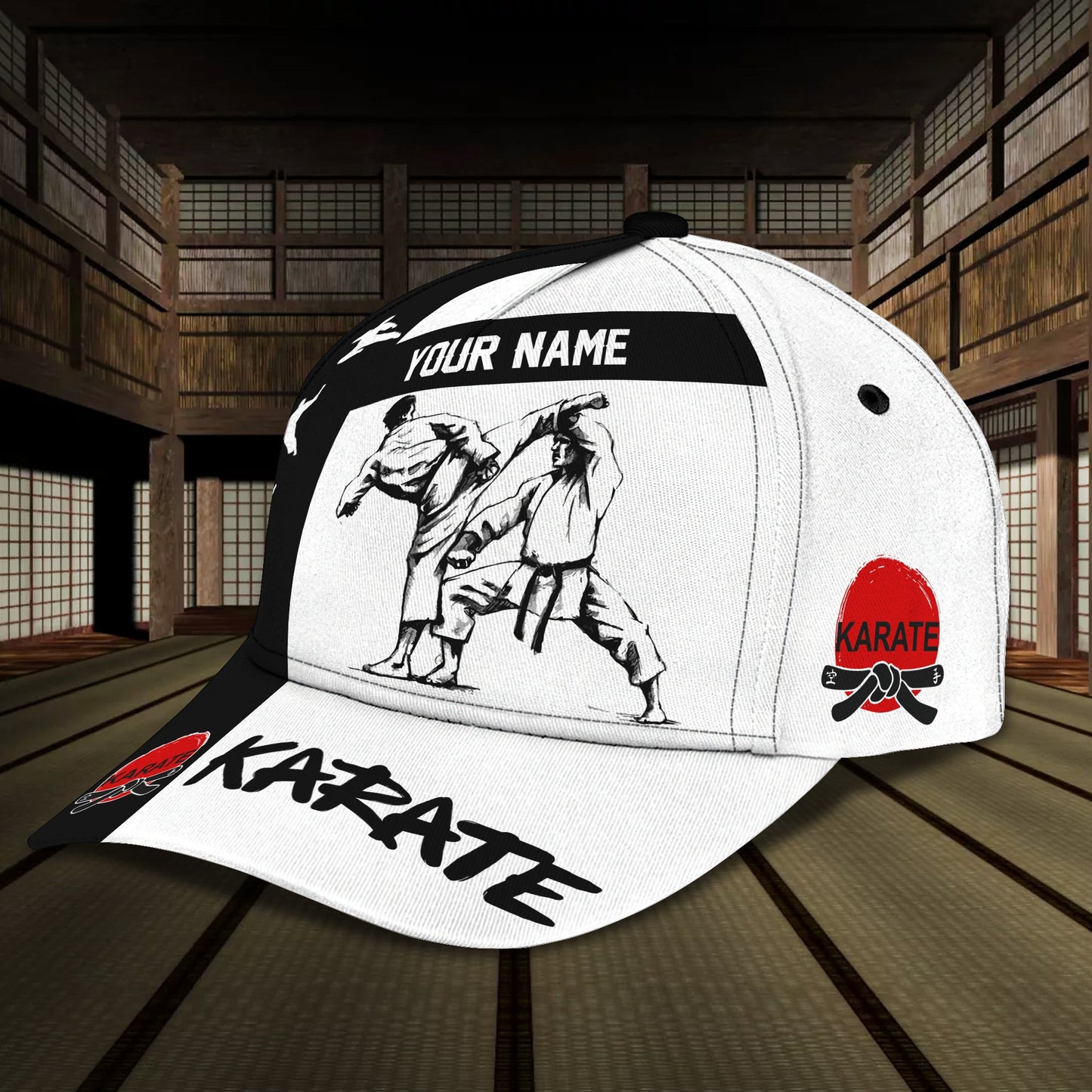 3D Classic Cap Karate Personalized Name Cap 120 Lasfour CA1476