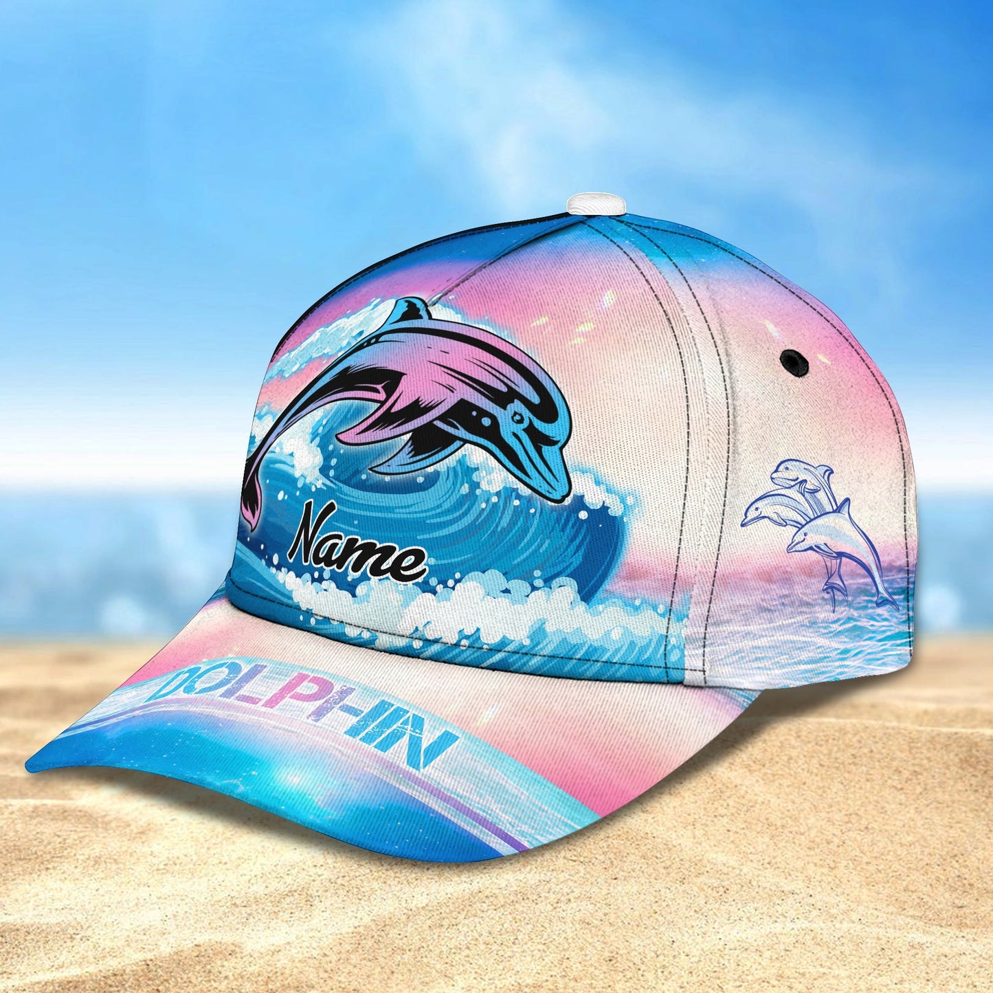 3D Classic Cap Dolphin Dt Personalized Name Cap Lasfour CA1634