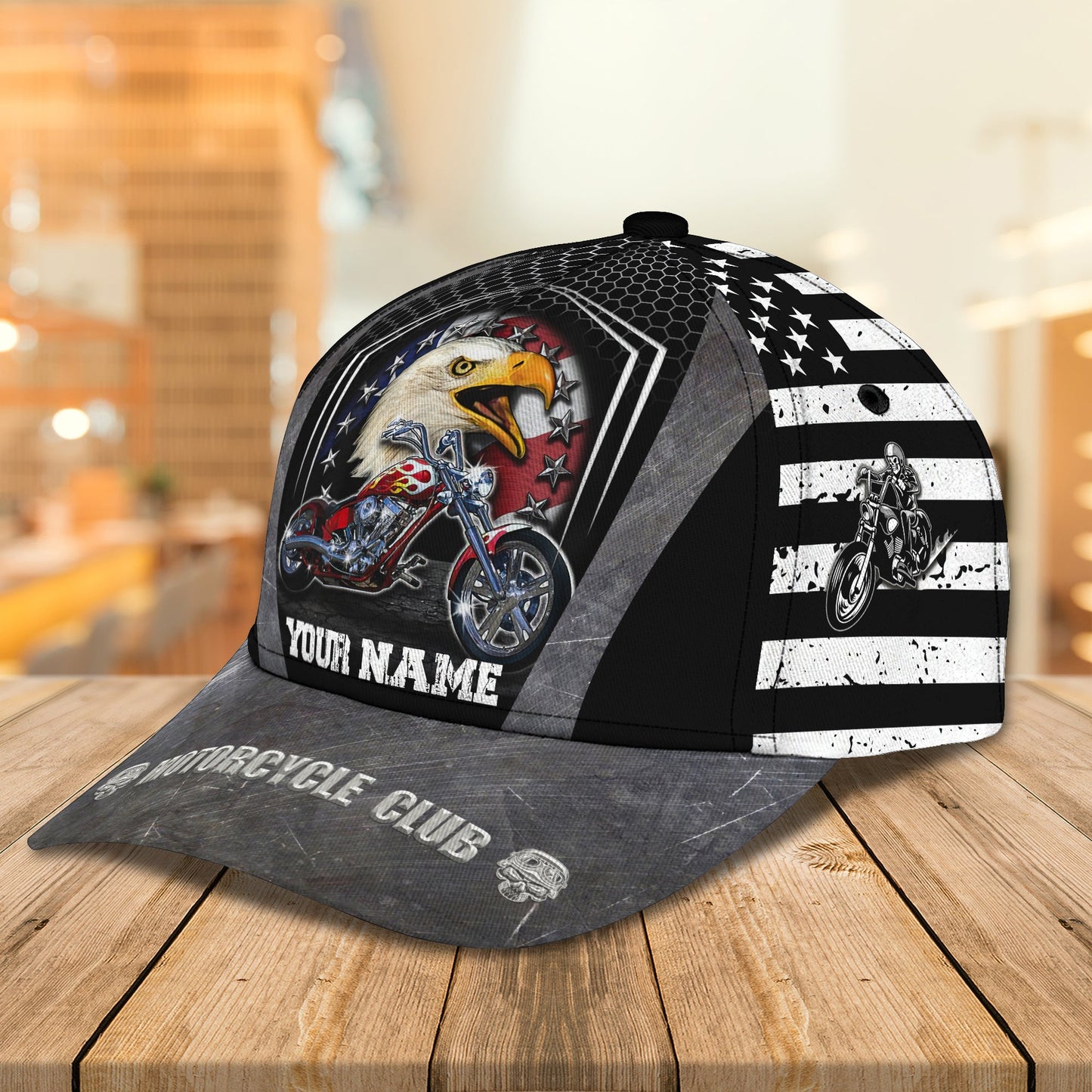 3D Classic Cap Motorcycle Personalized Name Cap Lasfour CA2232