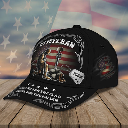 3D Classic Cap Veteran Kneel For The Fallen Personalized Name Cap Lasfour CA1892